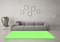 Machine Washable Solid Green Modern Rug, wshabs1877grn