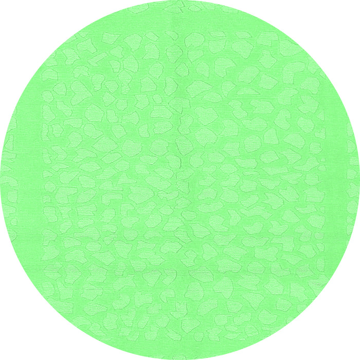 Round Machine Washable Solid Emerald Green Modern Area Rugs, wshabs1877emgrn