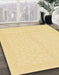 Abstract Chrome Gold Yellow Solid Rug in Family Room, abs1877