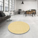 Round Machine Washable Abstract Chrome Gold Yellow Rug in a Office, wshabs1877