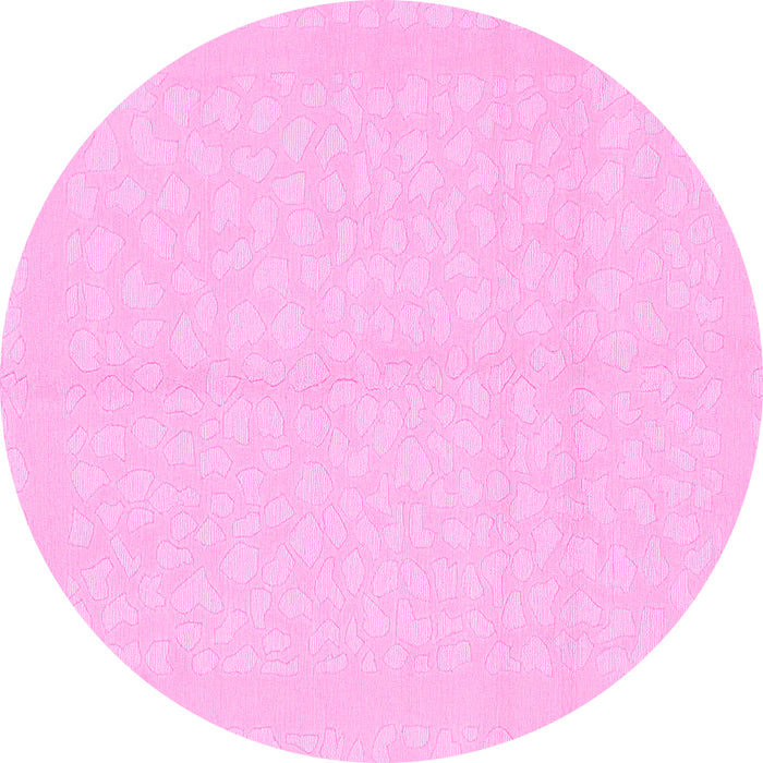 Round Machine Washable Solid Pink Modern Rug, wshabs1877pnk