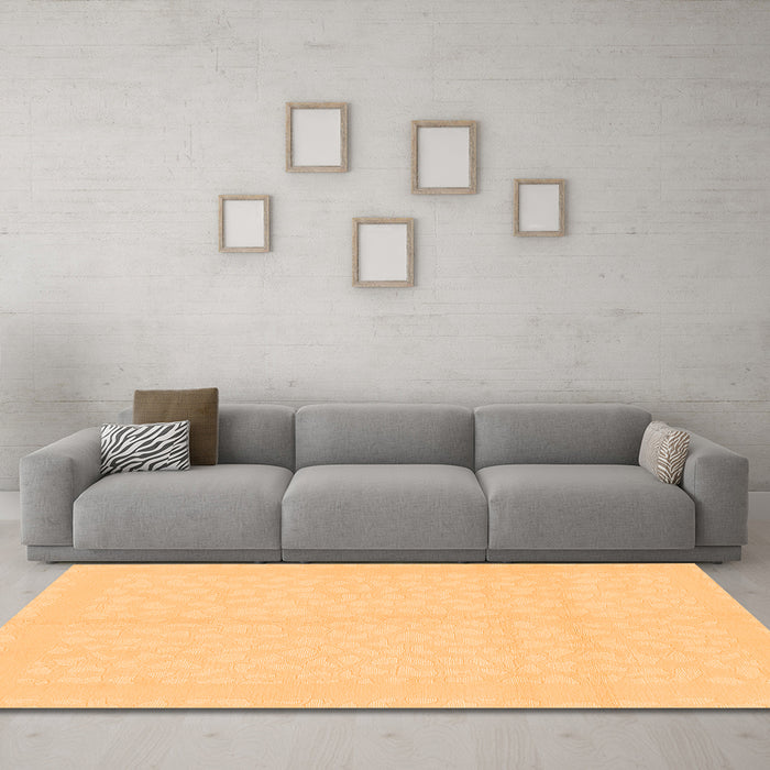Machine Washable Solid Orange Modern Area Rugs in a Living Room, wshabs1877org