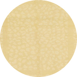 Round Abstract Chrome Gold Yellow Solid Rug, abs1877