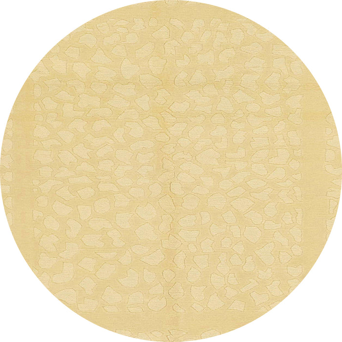Round Abstract Chrome Gold Yellow Solid Rug, abs1877