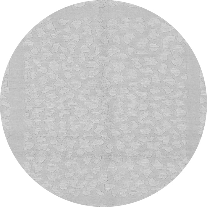 Round Machine Washable Solid Gray Modern Rug, wshabs1877gry