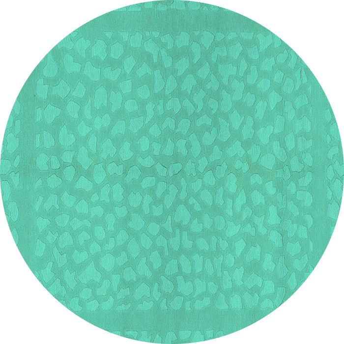 Round Machine Washable Abstract Turquoise Modern Area Rugs, wshabs1878turq
