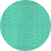 Round Machine Washable Abstract Turquoise Modern Area Rugs, wshabs1878turq