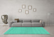 Machine Washable Abstract Turquoise Modern Area Rugs in a Living Room,, wshabs1878turq