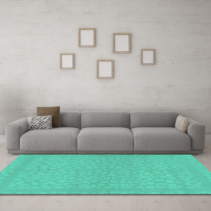 Machine Washable Abstract Turquoise Modern Area Rugs in a Living Room,, wshabs1878turq