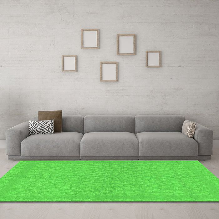 Machine Washable Abstract Green Modern Area Rugs in a Living Room,, wshabs1878grn