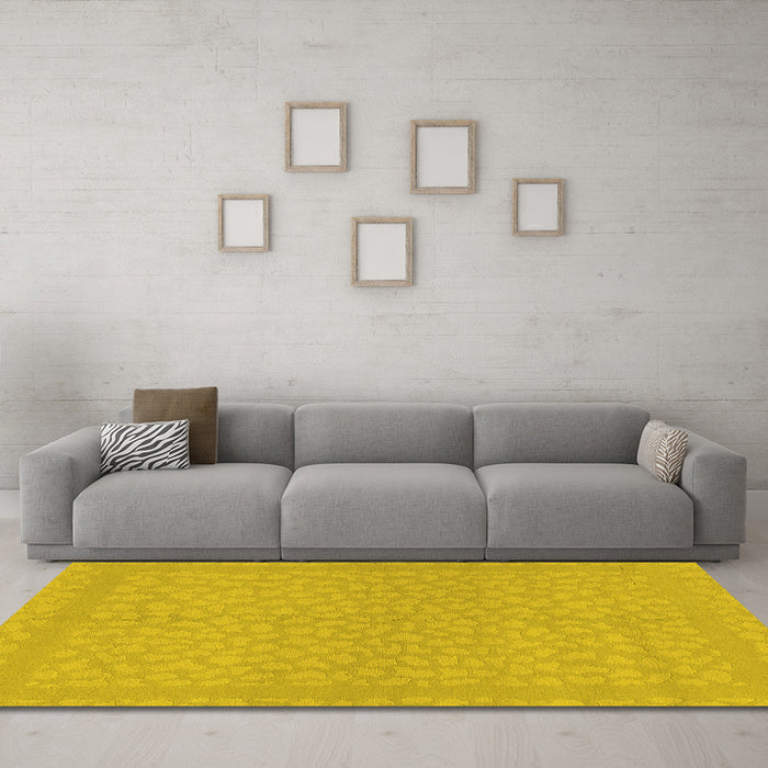 Machine Washable Abstract Yellow Modern Rug in a Living Room, wshabs1878yw