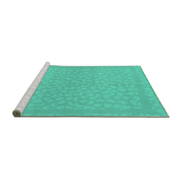 Sideview of Machine Washable Abstract Turquoise Modern Area Rugs, wshabs1878turq