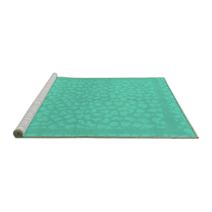 Sideview of Machine Washable Abstract Turquoise Modern Area Rugs, wshabs1878turq