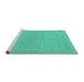 Sideview of Machine Washable Abstract Turquoise Modern Area Rugs, wshabs1878turq