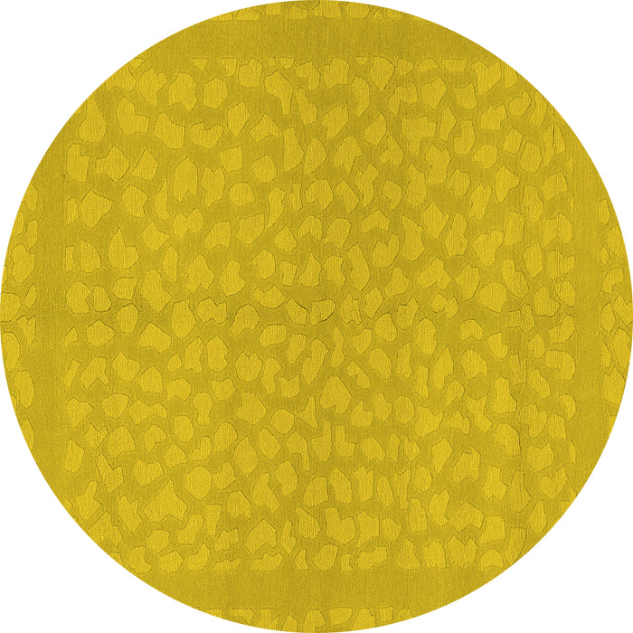 Round Abstract Yellow Modern Rug, abs1878yw