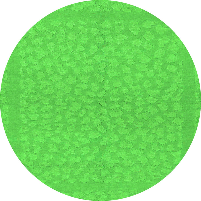 Round Machine Washable Abstract Green Modern Area Rugs, wshabs1878grn