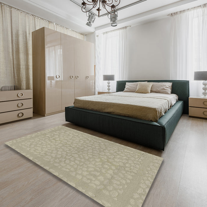 Abstract Sand Brown Modern Rug in a Bedroom, abs1878