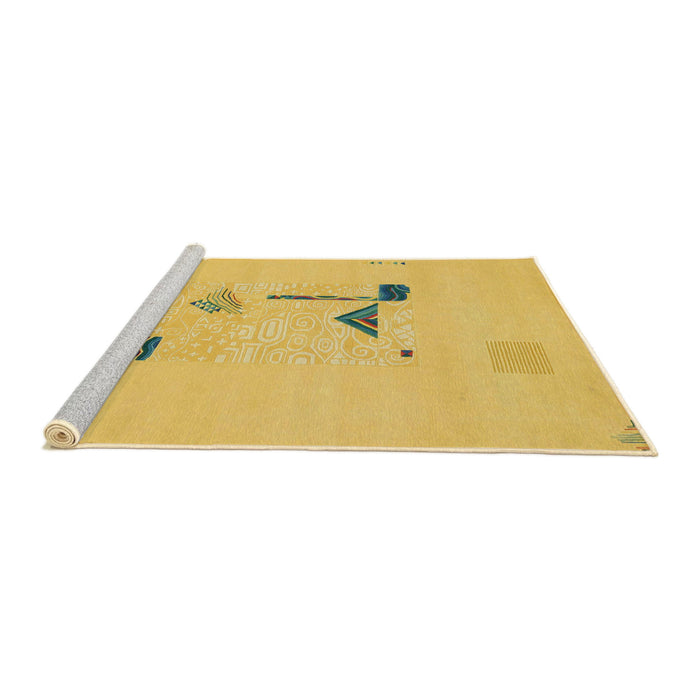Sideview of Machine Washable Abstract Deep Yellow Rug, wshabs1879