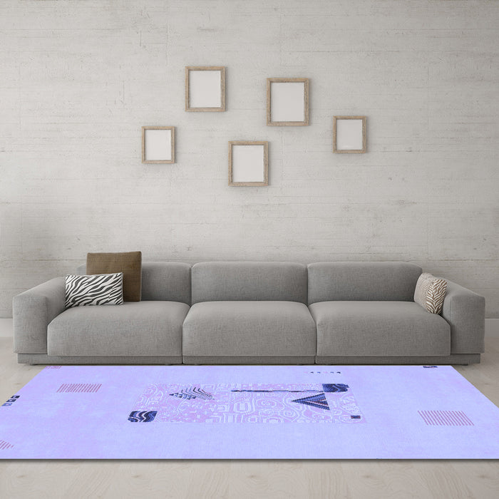 Machine Washable Abstract Blue Modern Rug in a Living Room, wshabs1879blu