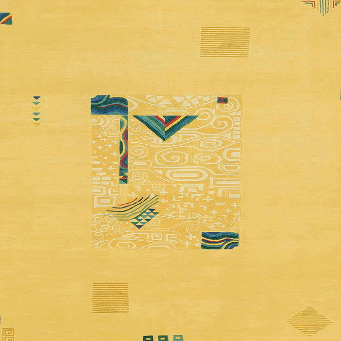 Square Abstract Deep Yellow Modern Rug, abs1879