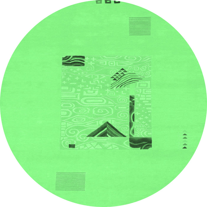 Round Abstract Emerald Green Modern Rug, abs1879emgrn
