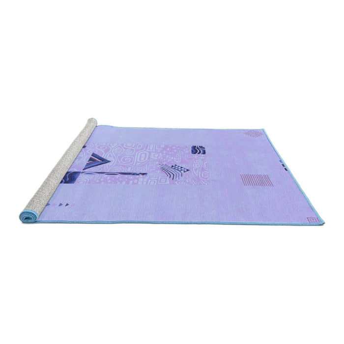 Sideview of Machine Washable Abstract Blue Modern Rug, wshabs1879blu