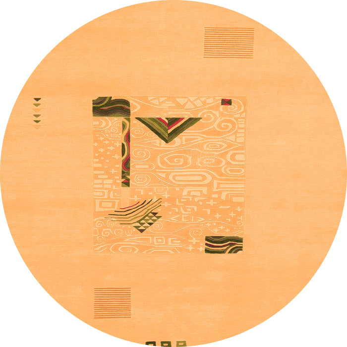 Round Abstract Orange Modern Rug, abs1879org