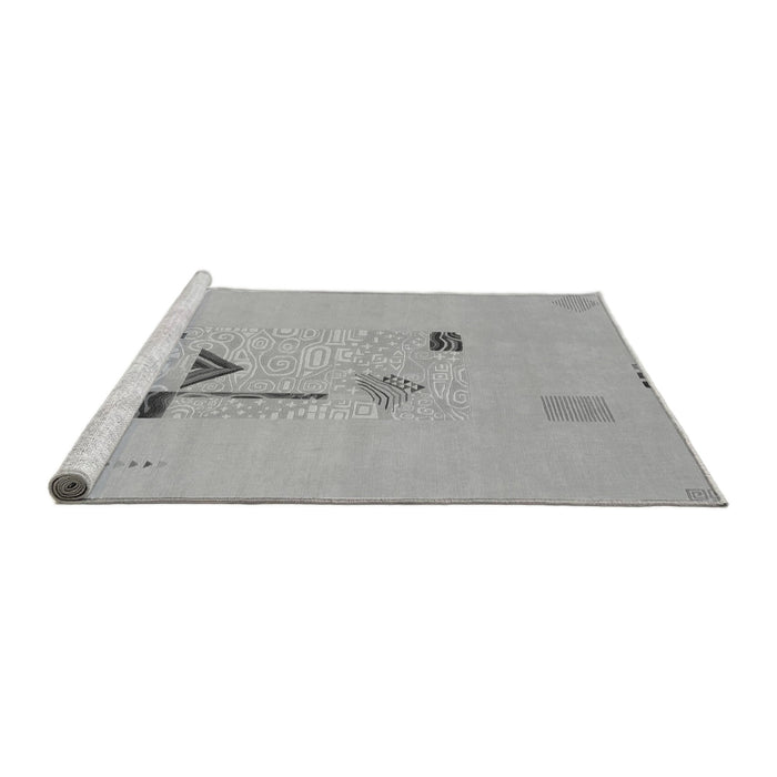Sideview of Machine Washable Abstract Gray Modern Rug, wshabs1879gry