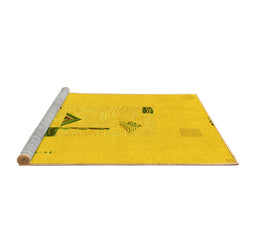 Sideview of Machine Washable Abstract Yellow Modern Rug, wshabs1879yw