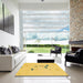 Square Machine Washable Abstract Deep Yellow Rug in a Living Room, wshabs1879