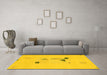 Machine Washable Abstract Yellow Modern Rug in a Living Room, wshabs1879yw