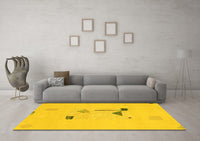 Machine Washable Abstract Yellow Modern Rug, wshabs1879yw