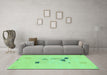 Machine Washable Abstract Turquoise Modern Area Rugs in a Living Room,, wshabs1879turq