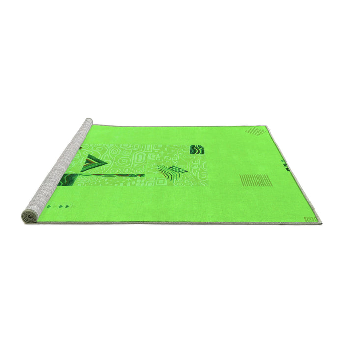 Sideview of Machine Washable Abstract Green Modern Area Rugs, wshabs1879grn