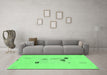 Machine Washable Abstract Emerald Green Modern Area Rugs in a Living Room,, wshabs1879emgrn