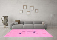 Machine Washable Abstract Pink Modern Rug, wshabs1879pnk