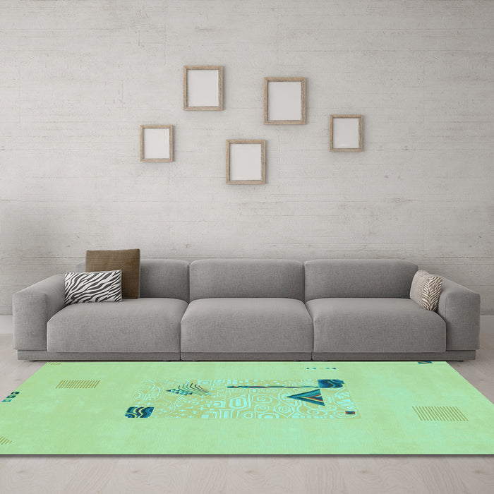 Machine Washable Abstract Light Blue Modern Rug in a Living Room, wshabs1879lblu