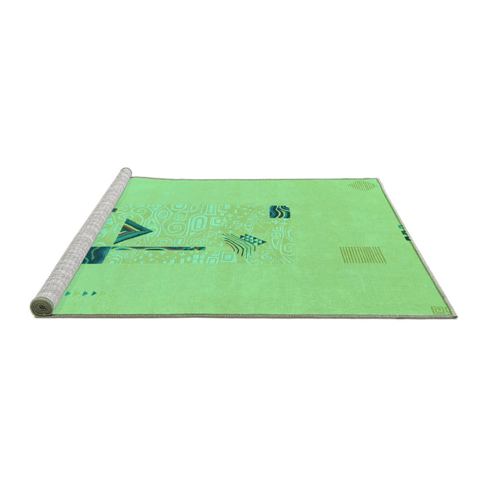 Sideview of Machine Washable Abstract Turquoise Modern Area Rugs, wshabs1879turq