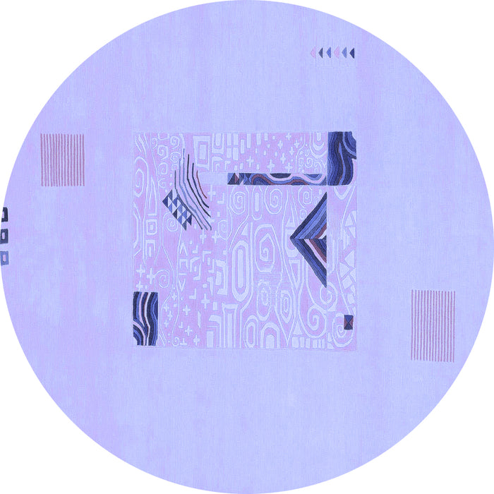 Round Machine Washable Abstract Blue Modern Rug, wshabs1879blu