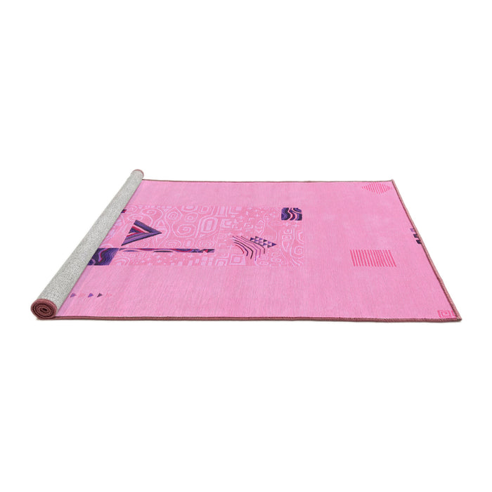 Sideview of Machine Washable Abstract Pink Modern Rug, wshabs1879pnk