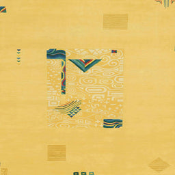 Square Machine Washable Abstract Deep Yellow Rug, wshabs1879
