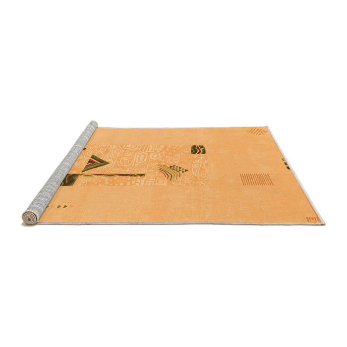 Sideview of Machine Washable Abstract Orange Modern Area Rugs, wshabs1879org