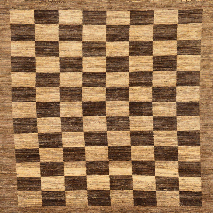 Square Machine Washable Abstract Yellow Rug, wshabs187