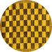 Round Checkered Yellow Modern Rug, abs187yw