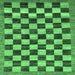 Square Machine Washable Checkered Emerald Green Modern Area Rugs, wshabs187emgrn