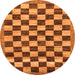 Round Checkered Orange Modern Rug, abs187org