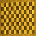 Square Machine Washable Checkered Yellow Modern Rug, wshabs187yw