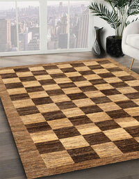 Abstract Yellow Checkered Rug, abs187