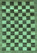 Machine Washable Checkered Turquoise Modern Area Rugs, wshabs187turq