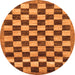 Round Machine Washable Checkered Orange Modern Area Rugs, wshabs187org